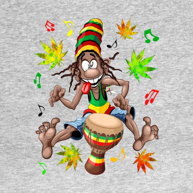 Rasta Bongo Musician funny cool cartoon character by BluedarkArt